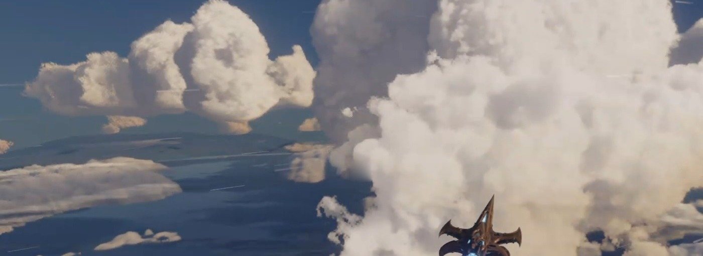 Climbing past a towering cumulus on Vespera